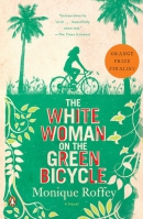 The white woman on the green bicycle